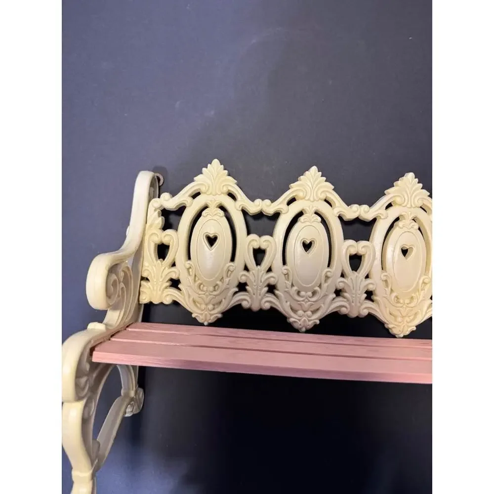 Cream Pink Ornate Heart Wall Shelf